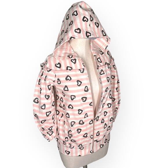 Rare MARC JACOBS Zip Hoodie Pleated Jacket Striped Heart Gorpcore Pink Whimsical - Picture 6 of 13